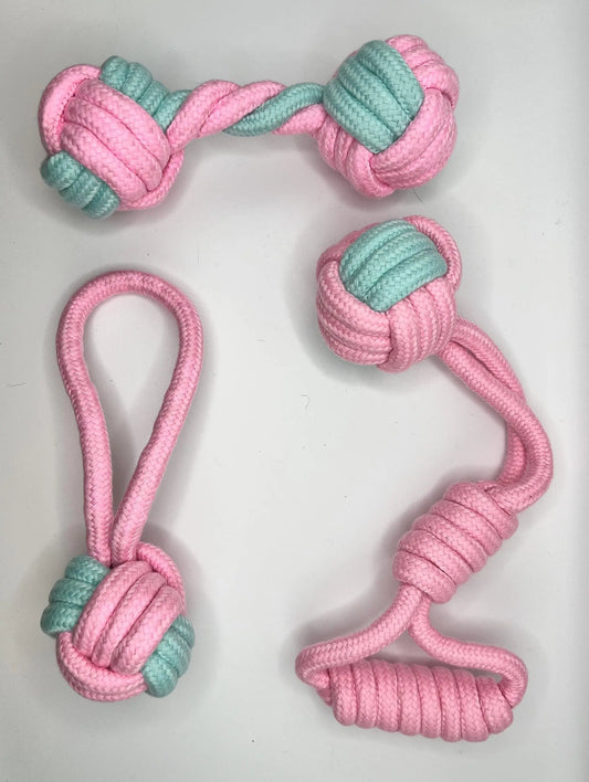 Dog Toy Dog Ropes with Multiple Toys Included S/M/L Dog Toys (Pink)